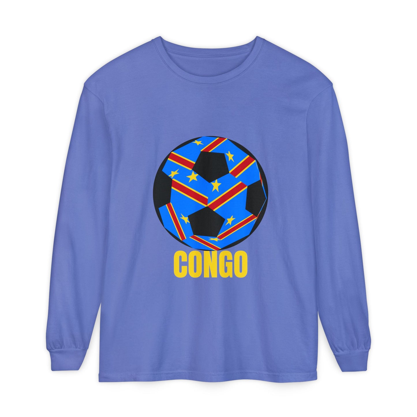 Congo Fan Specialty Soccer Ball Design T Shirt Yellow Text