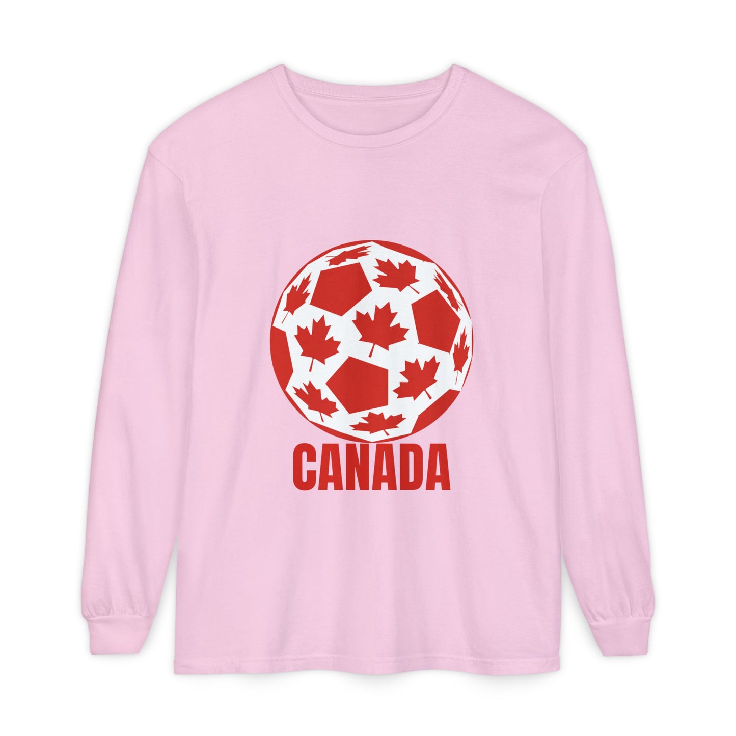 Canada Fan Specialty Soccer Ball Design Long Sleeve T Shirt