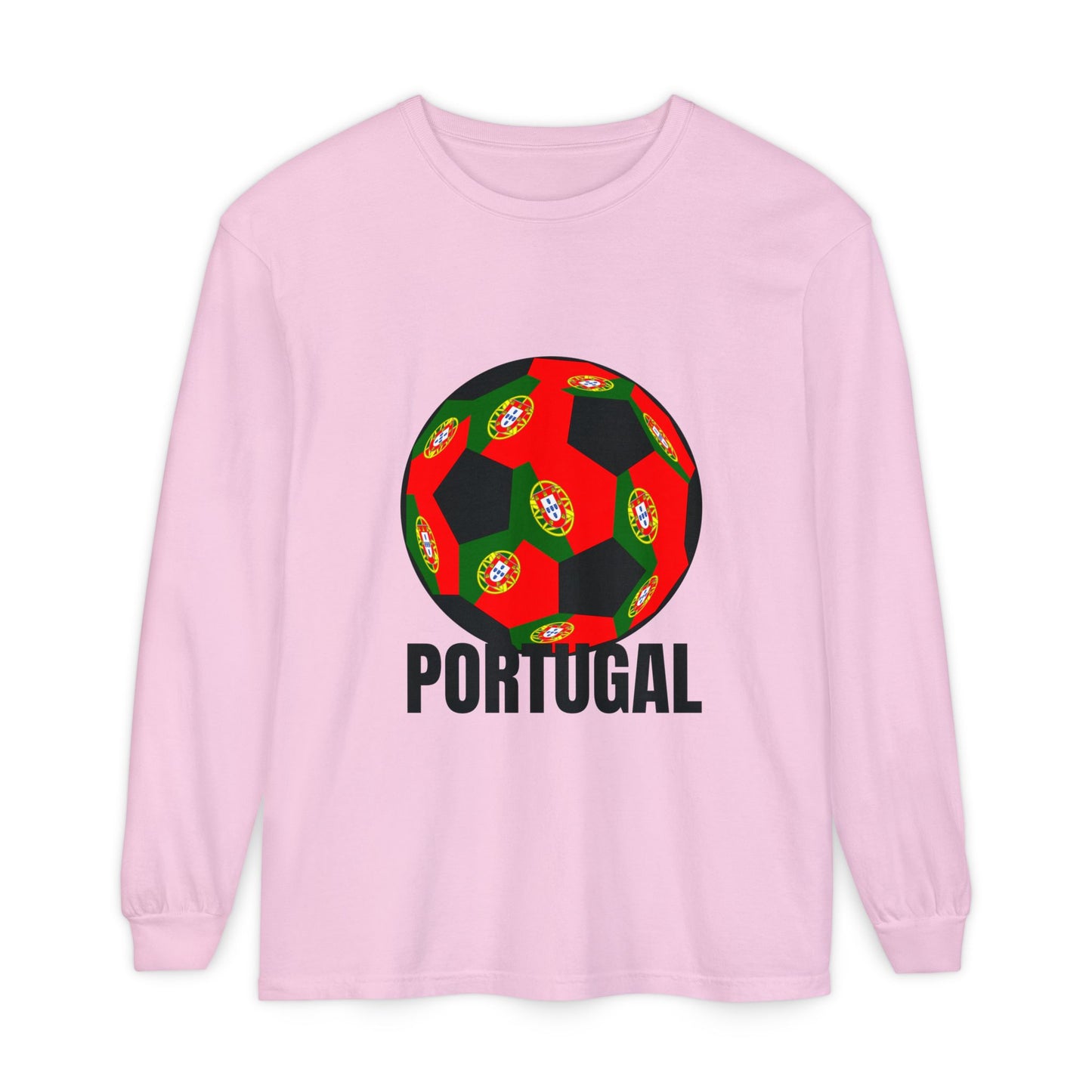 Portugal Fan Specialty Soccer Ball Design Long Sleeve Tee