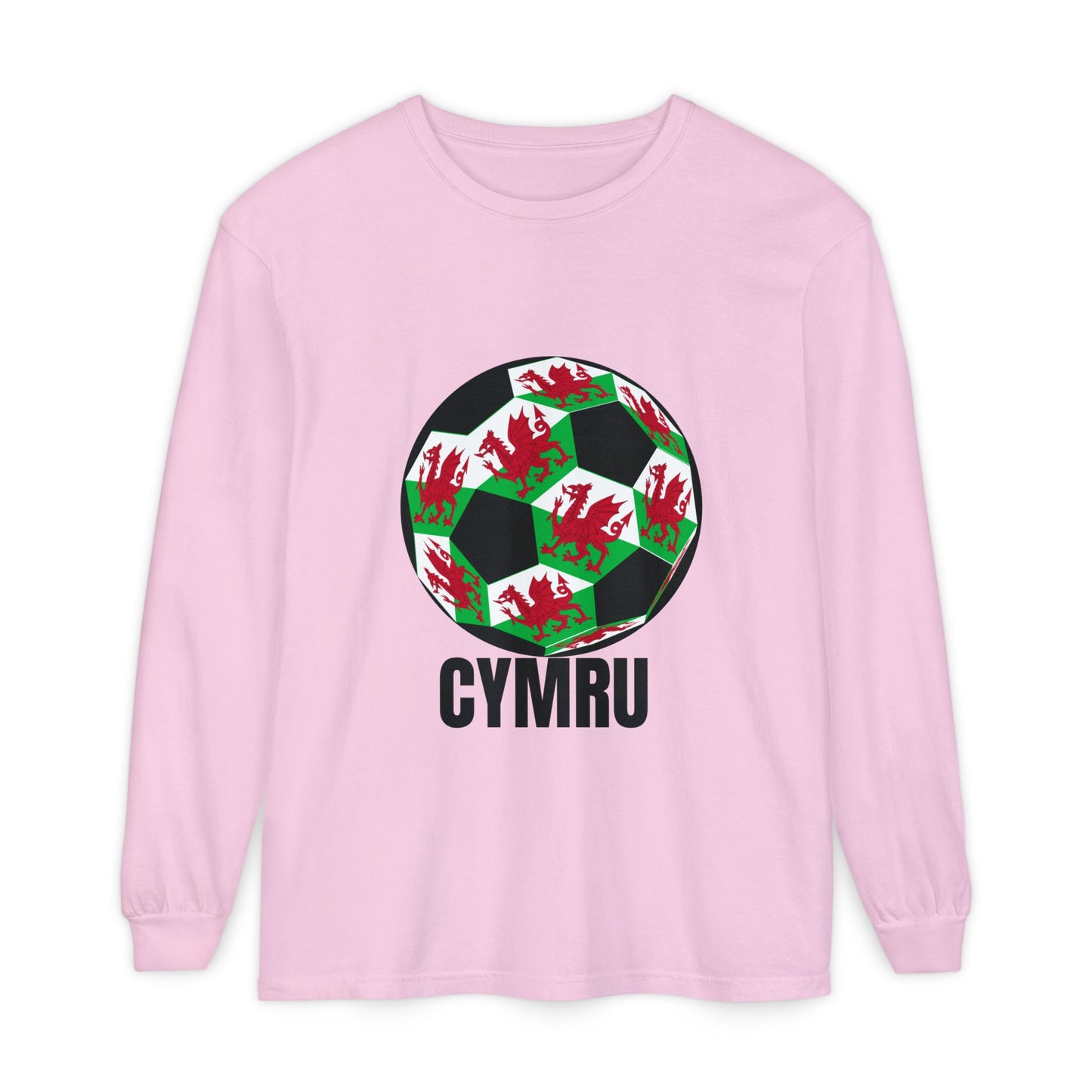 Cymru Fan Specialty Soccer Ball Design Long Sleeve Tee