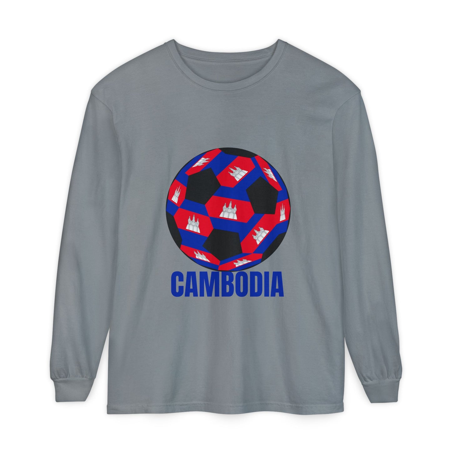 Cambodia Fan Specialty Soccer Ball Design Long Sleeve Tee