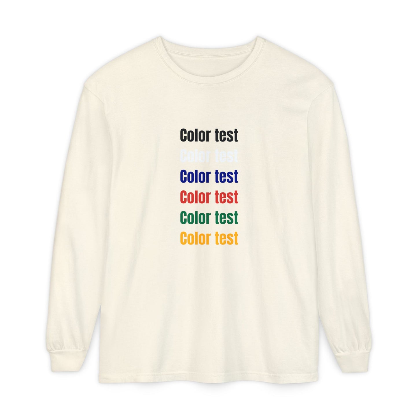 Long Sleeve T‑Shirt — Color testText Graphic