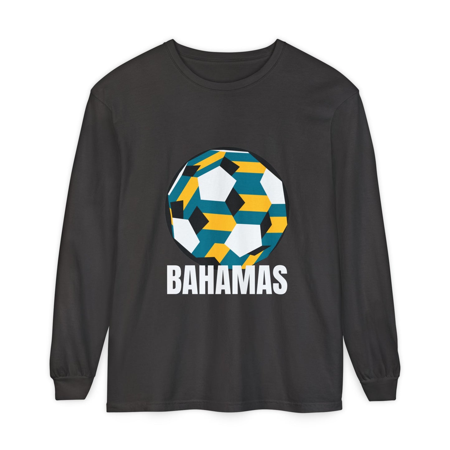 Bahamas Fan Specialty Soccer Ball Design Long Sleeve Tee