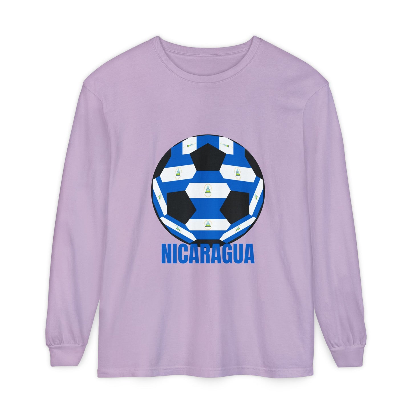 Nicaragua Fan Specialty Soccer Ball Design Long Sleeve Shirt