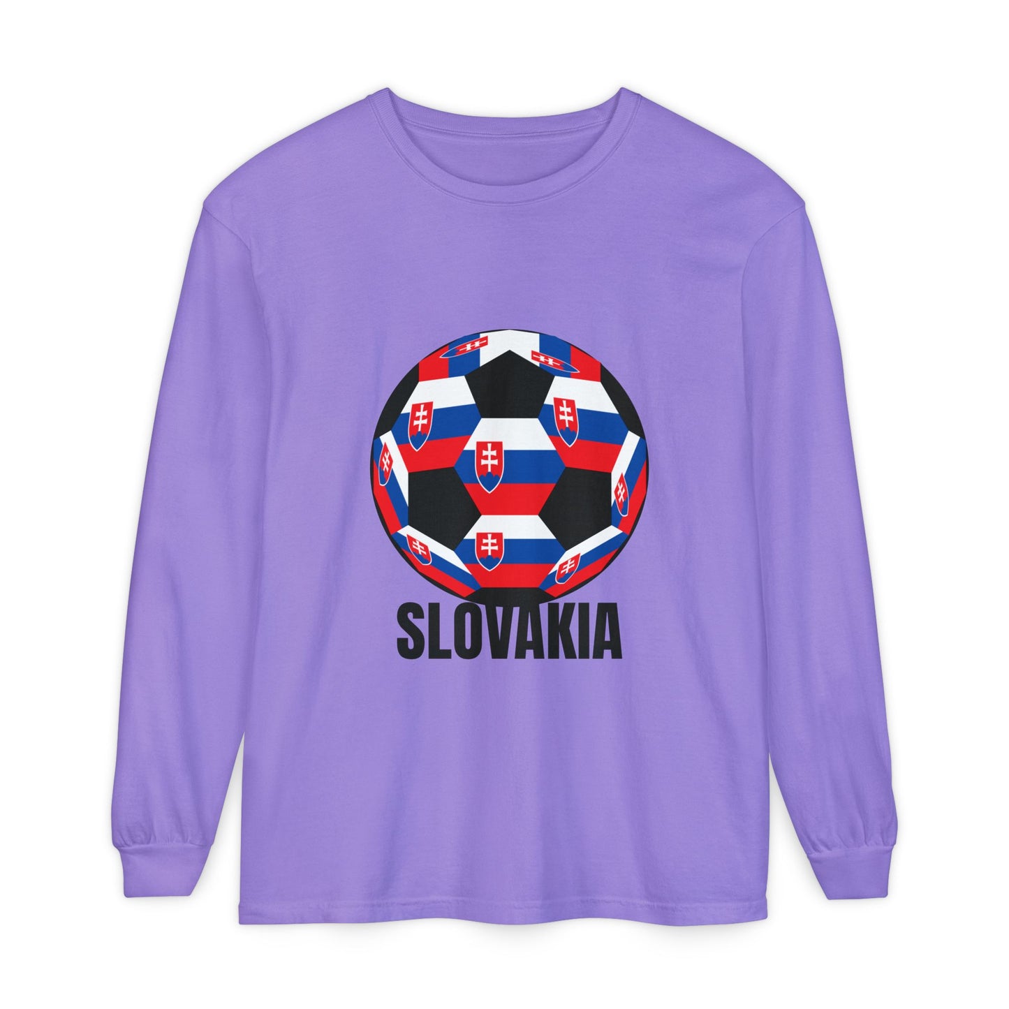 Slovakia Fan Specialty Soccer Ball Design T Shirt Long Sleeve T‑Shirt