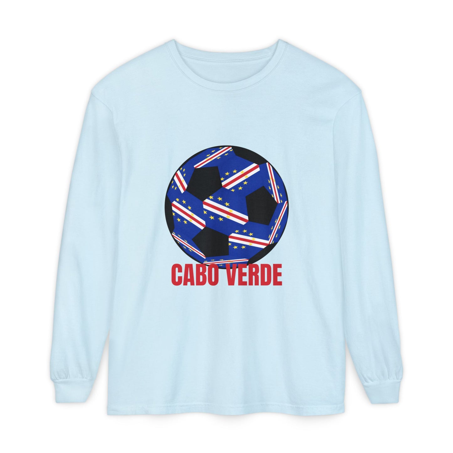 Cabo Verde Fan Specialty Soccer Ball Design Long Sleeve Tee