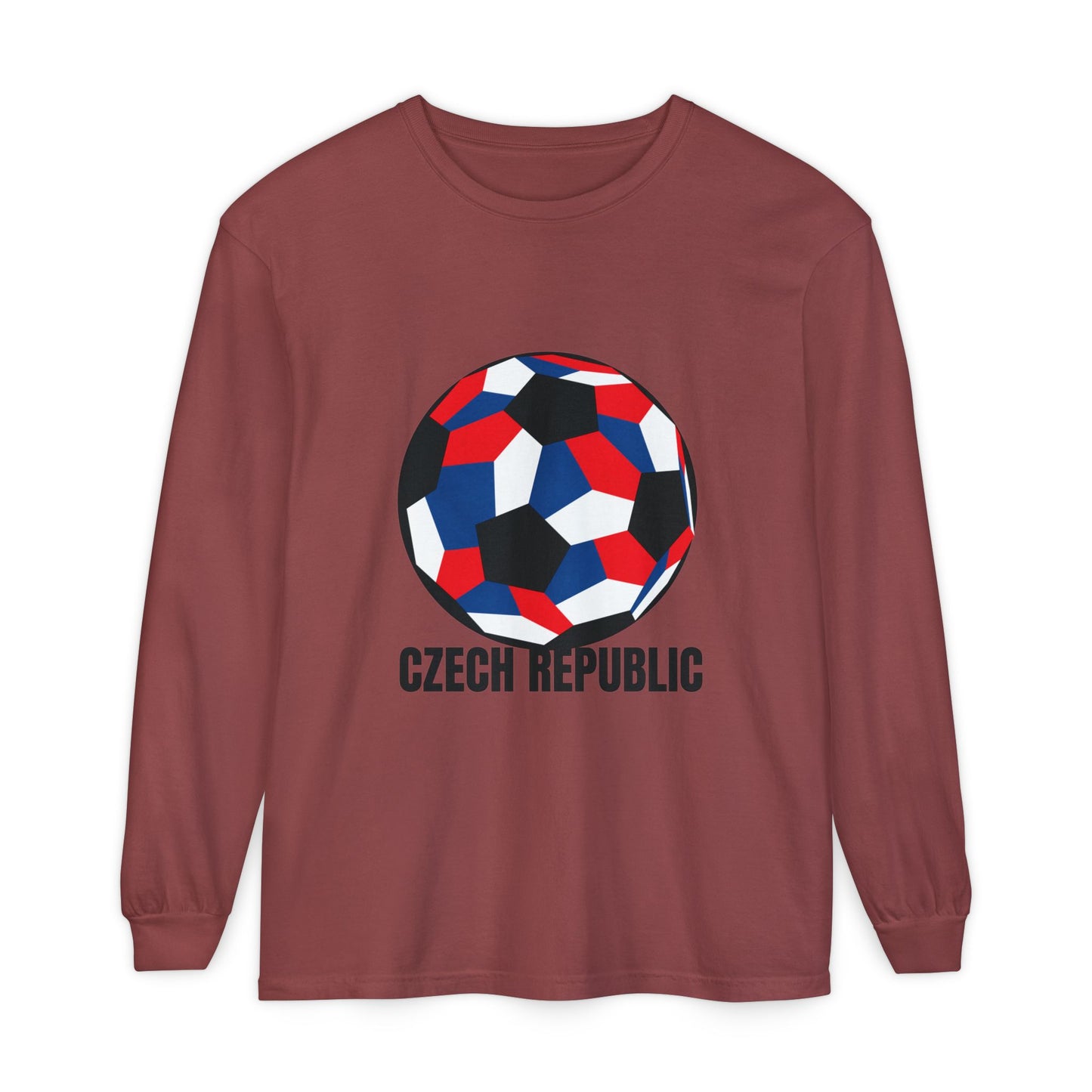 Czech Republic Fan Specialty Soccer Ball Design Long Sleeve Tee