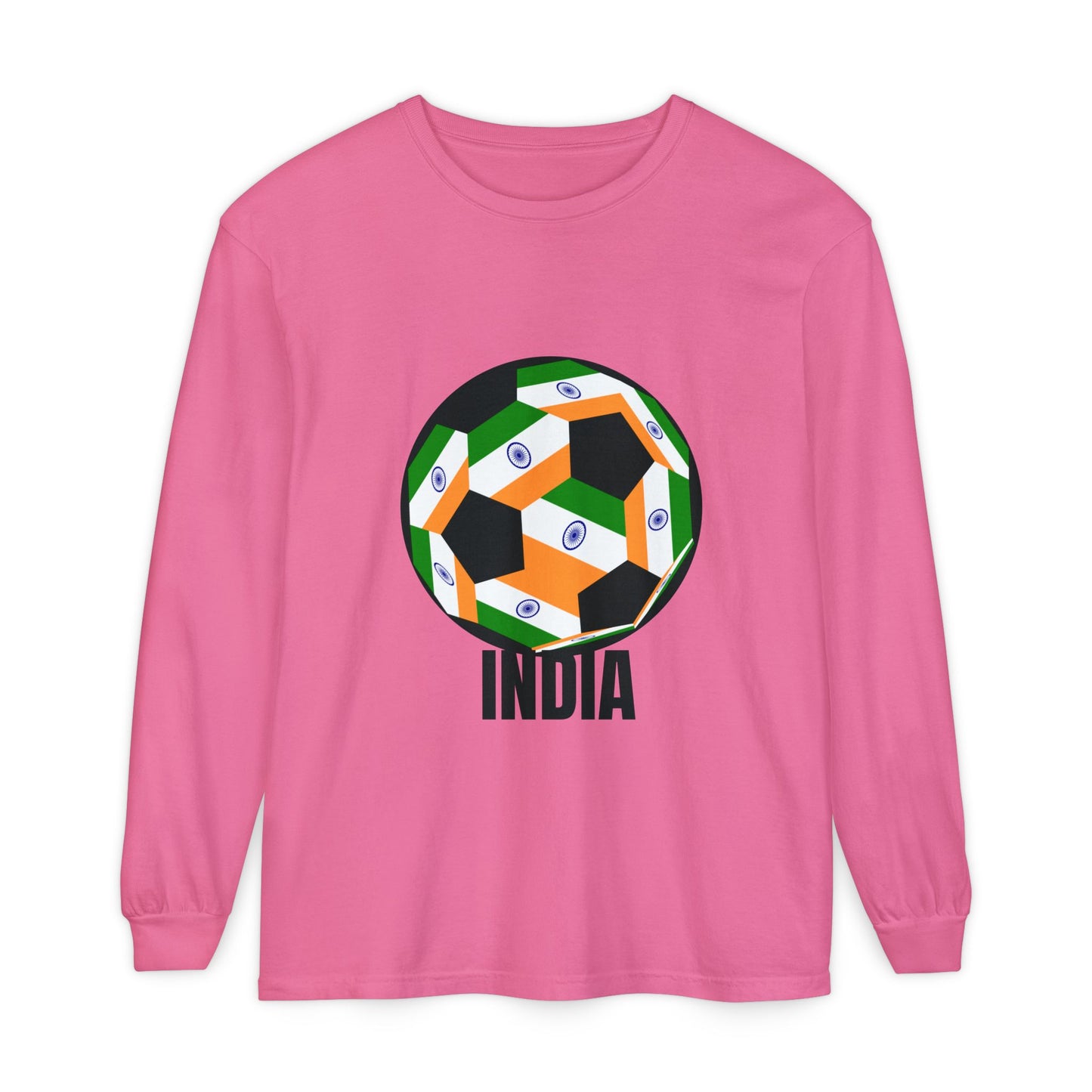 India Fan Specialty Soccer Ball Design Long Sleeve Tee