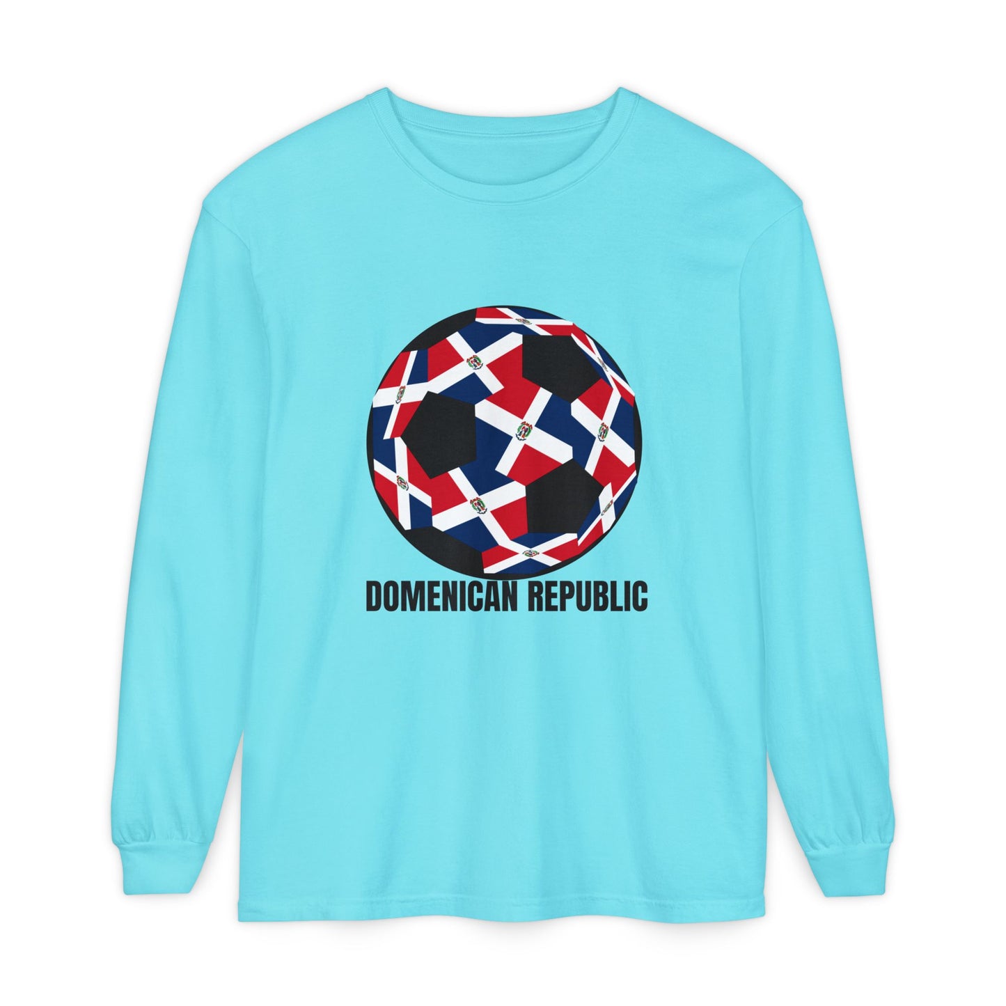 Domenican Republic Fan Specialty Soccer Ball Design Long Sleeve Tee