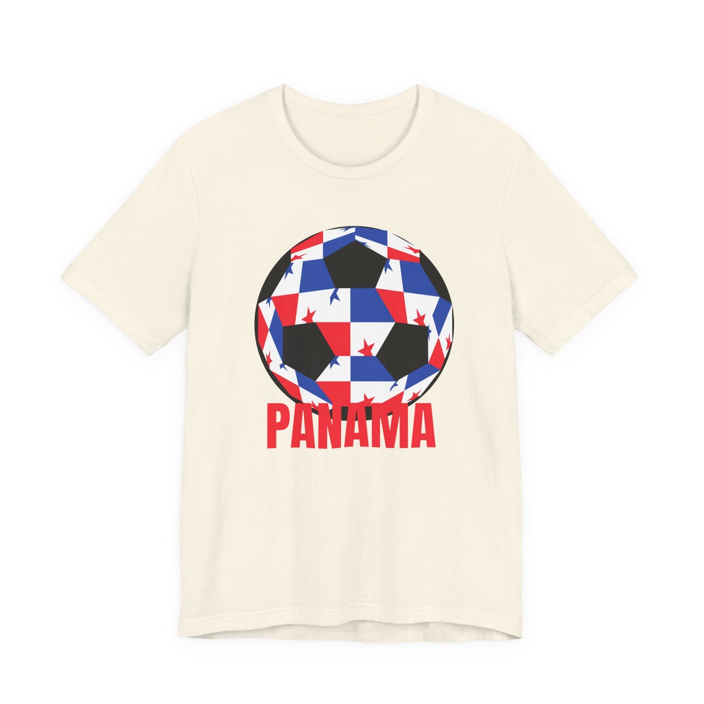 Panama Fan Specialty Soccer Ball Design T Shirt Red Text