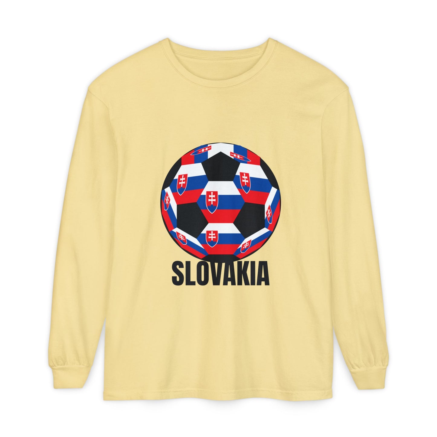 Slovakia Fan Specialty Soccer Ball Design T Shirt Long Sleeve T‑Shirt