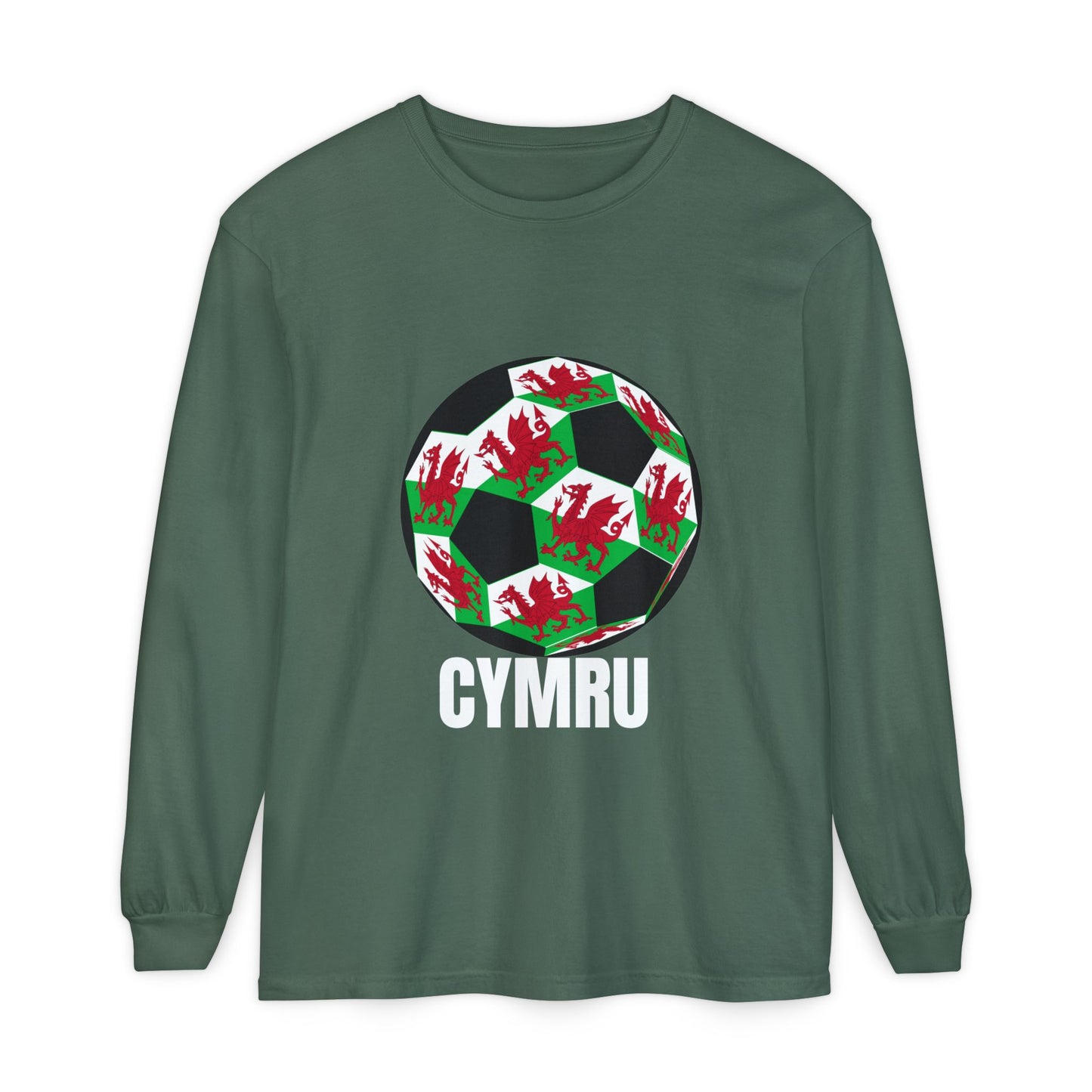 Cymru Fan Specialty Soccer Ball Design Long Sleeve T-Shirt
