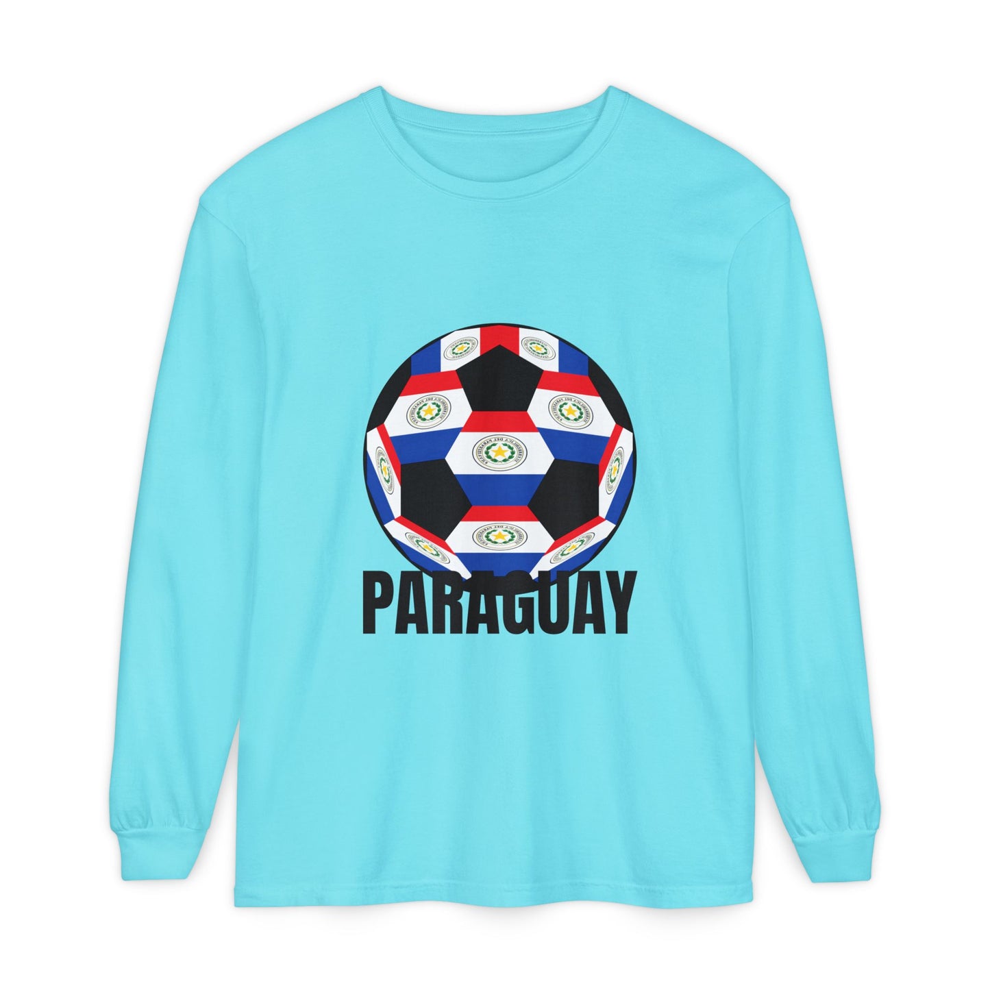 Paraguay Fan Specialty Soccer Ball Design Long Sleeve Tee
