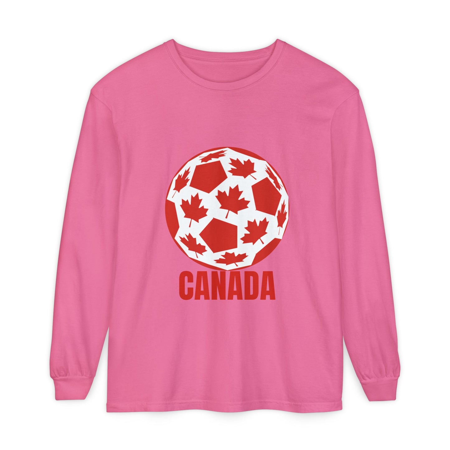 Canada Fan Specialty Soccer Ball Design Long Sleeve T Shirt
