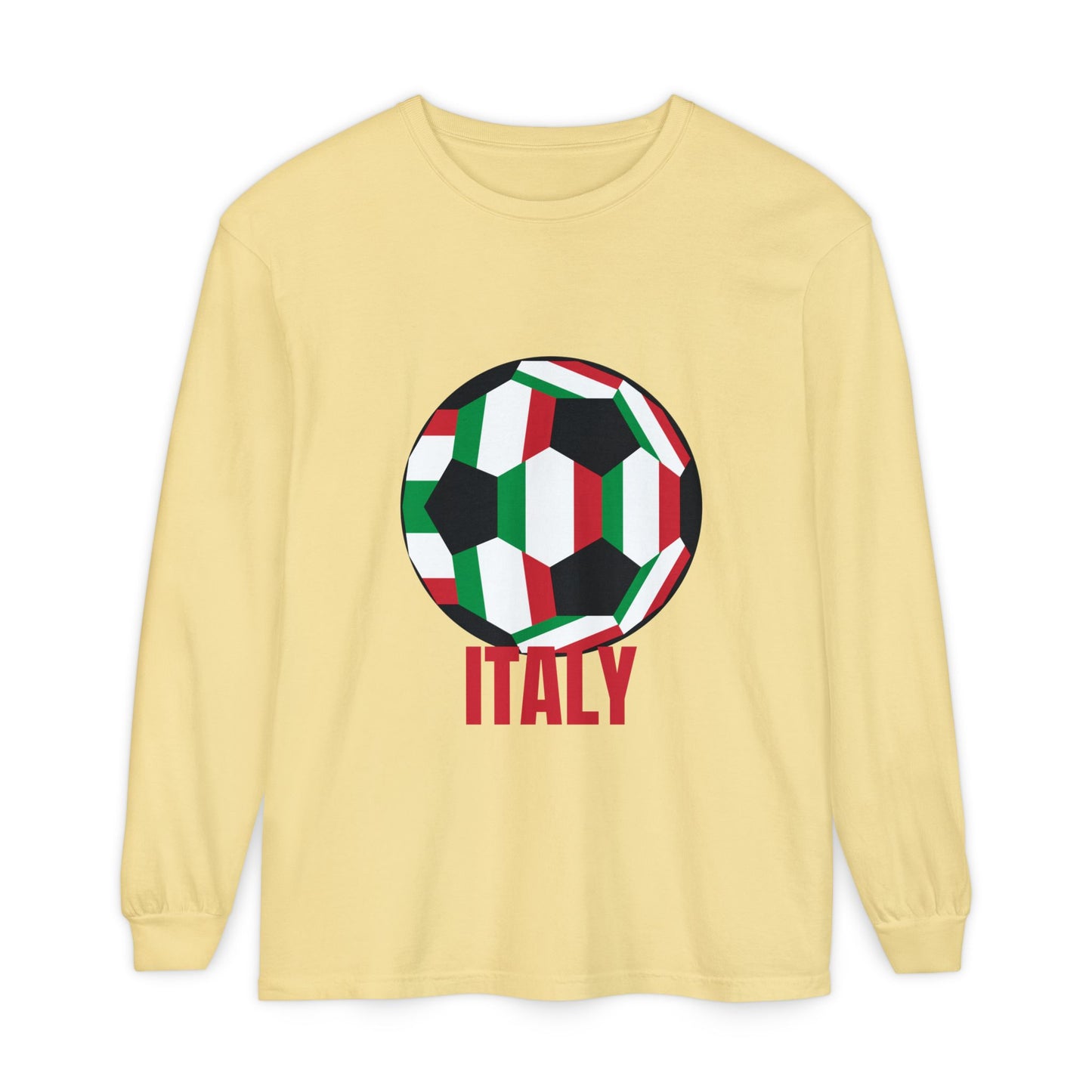 Italy Fan Specialty Soccer Ball Design Long Sleeve T-Shirt