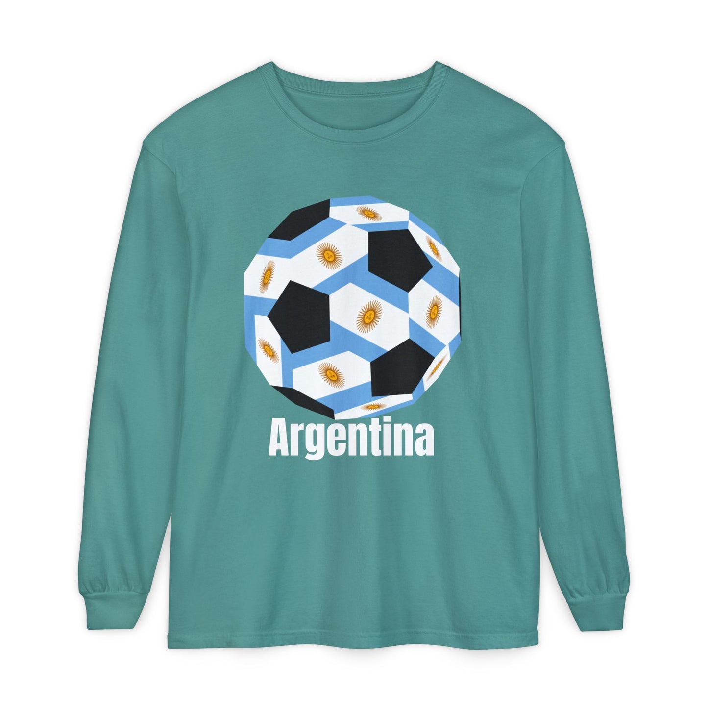 Argentina Fan Specialty Soccer Ball Design Long Sleeve Shirt