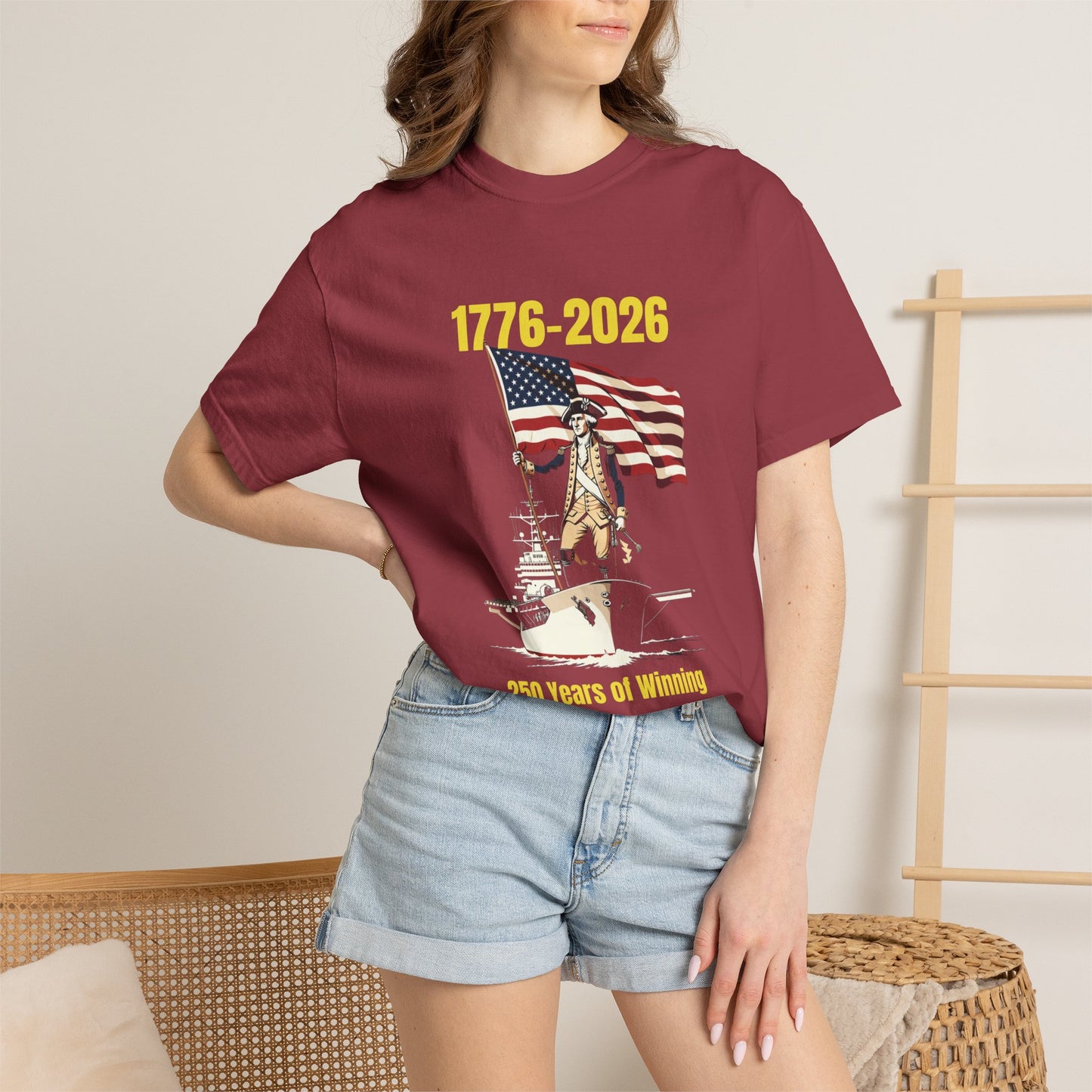George Washington on an Aircraft Carrier with an American Flag T-shirt | 250 Years of Winning
