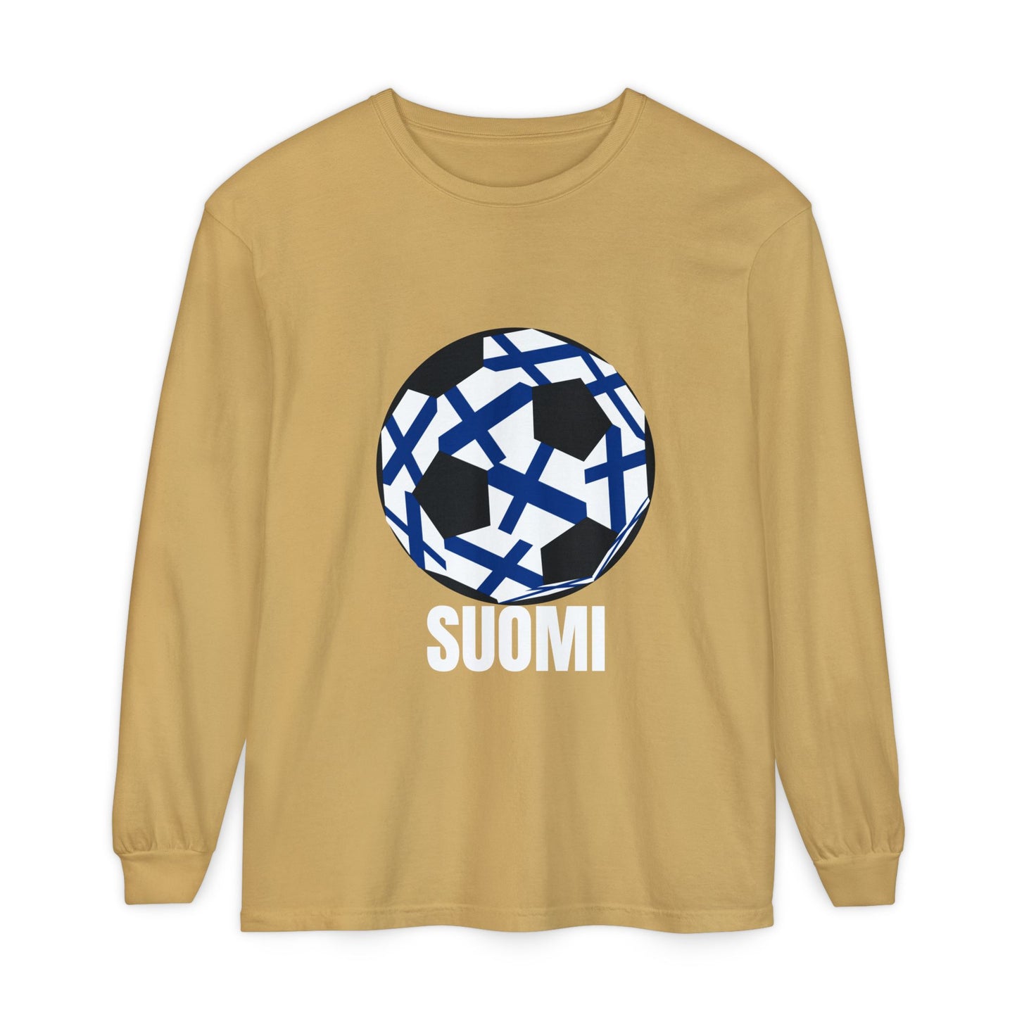 Suomi Fan Specialty Soccer Ball Design Long Sleeve Tee