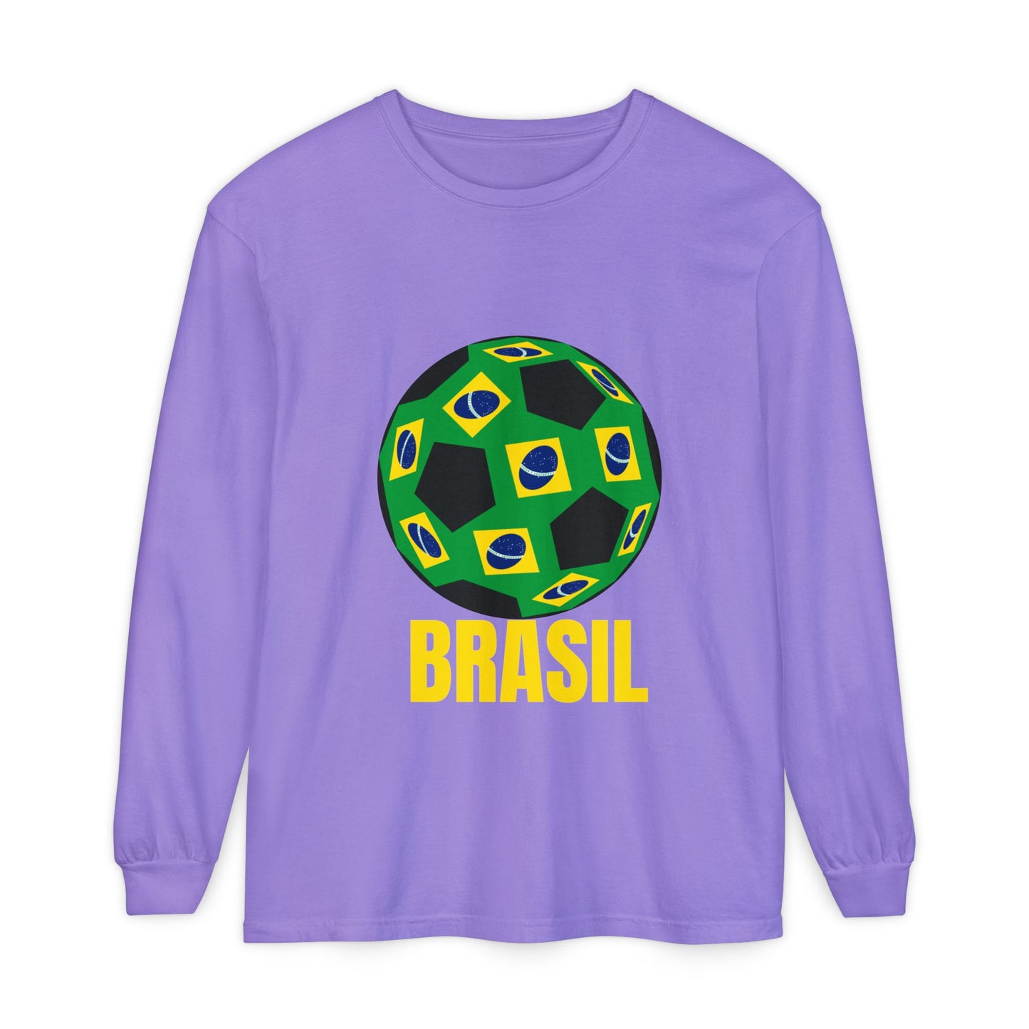 Brasil Fan Specialty Soccer Ball Design Long Sleeve T Shirt