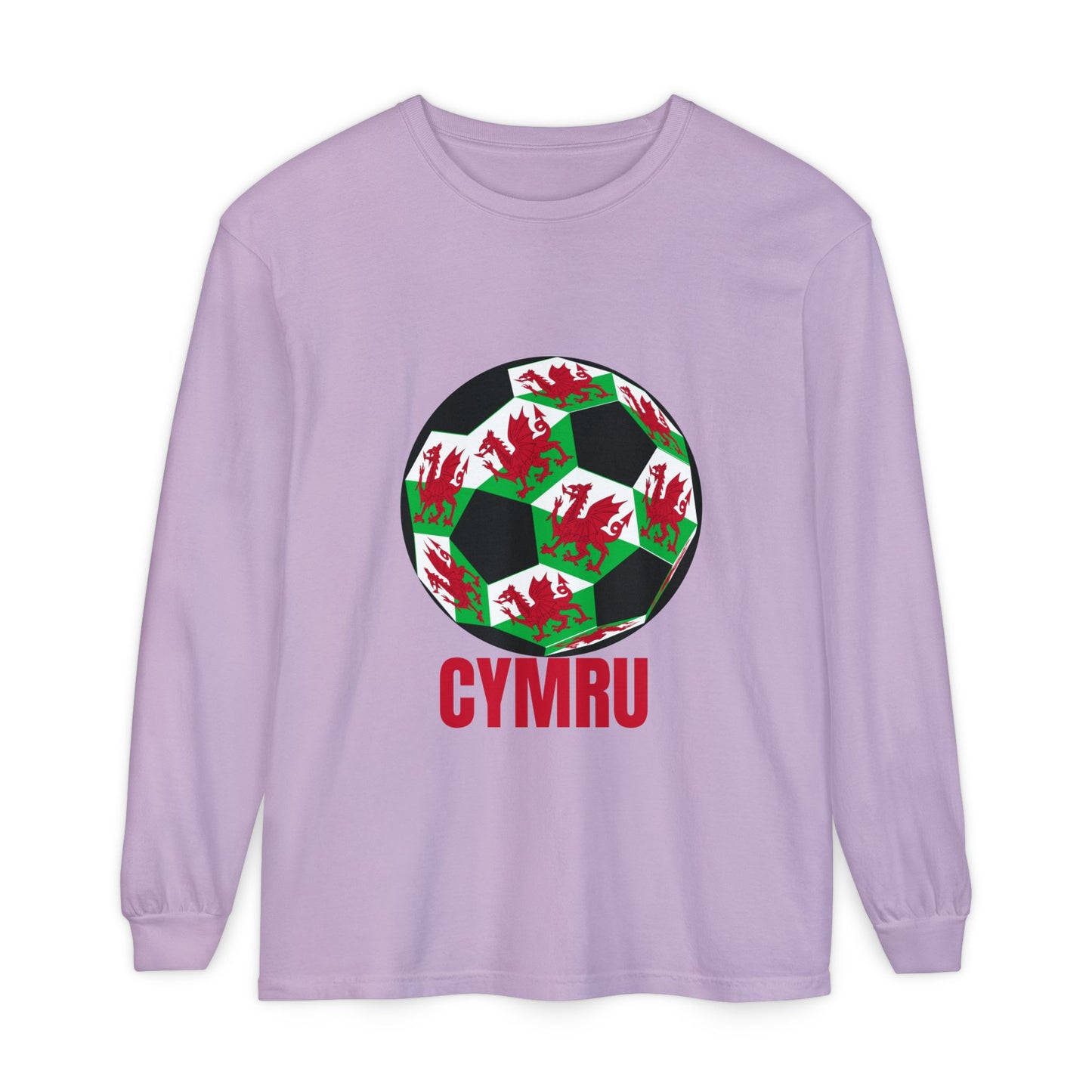 Cymru Fan Specialty Soccer Ball Design Long Sleeve Tee