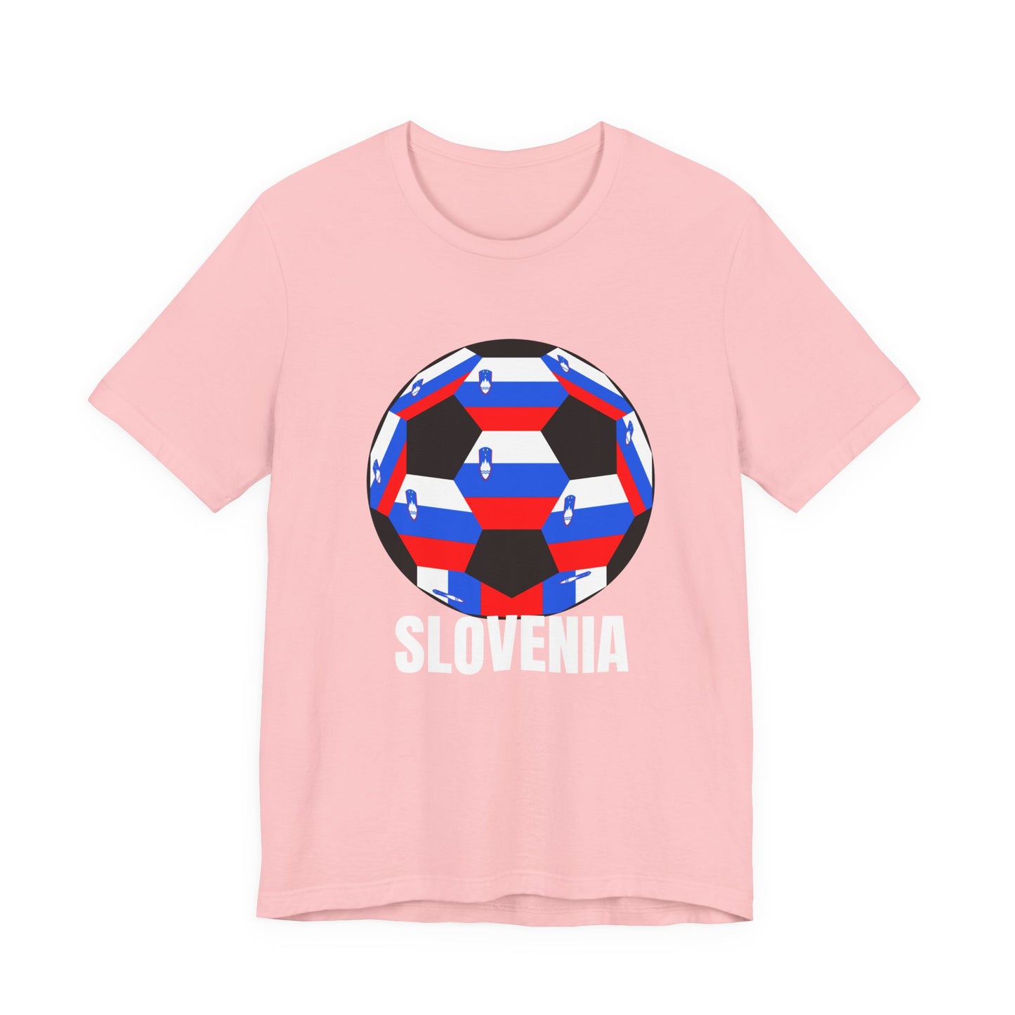 Slovenia Fan Specialty Soccer Ball Design T Shirt White Text