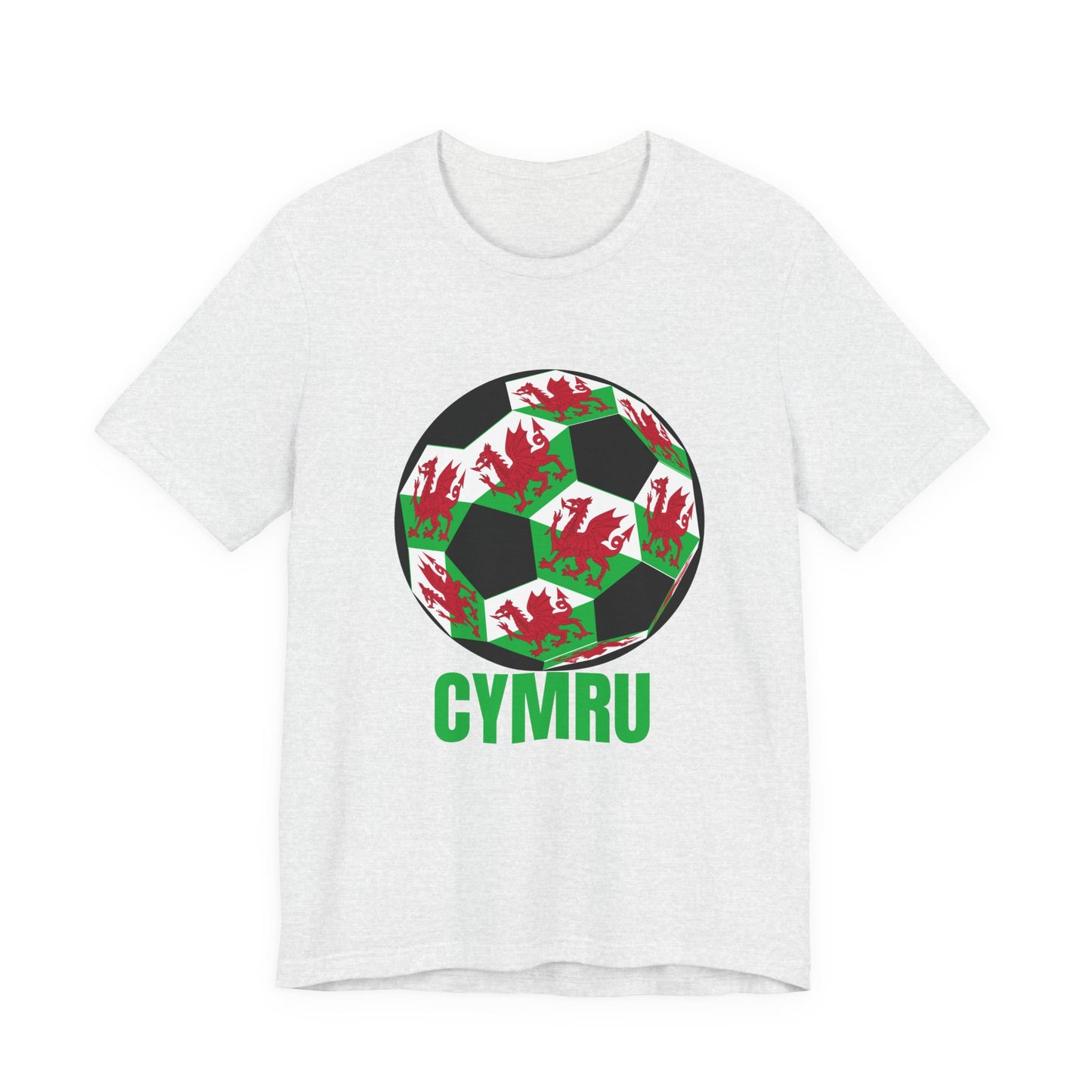 Cymru Fan Specialty Soccer Ball Design T Shirt Green Text