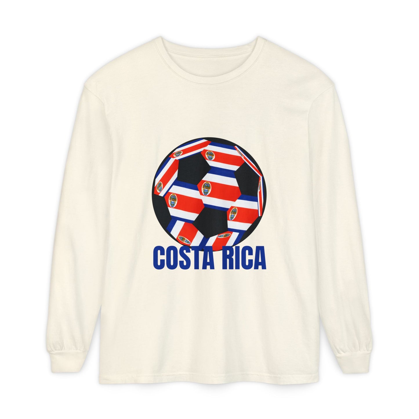 Costa Rica Fan Specialty Soccer Ball Design Long Sleeve T-Shirt