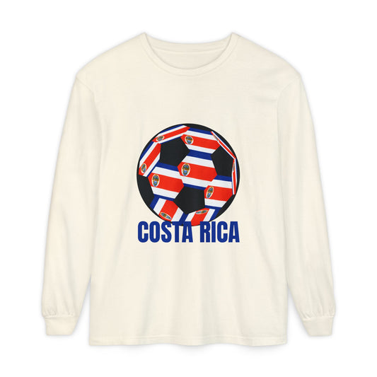 Costa Rica Fan Specialty Soccer Ball Design Long Sleeve T-Shirt