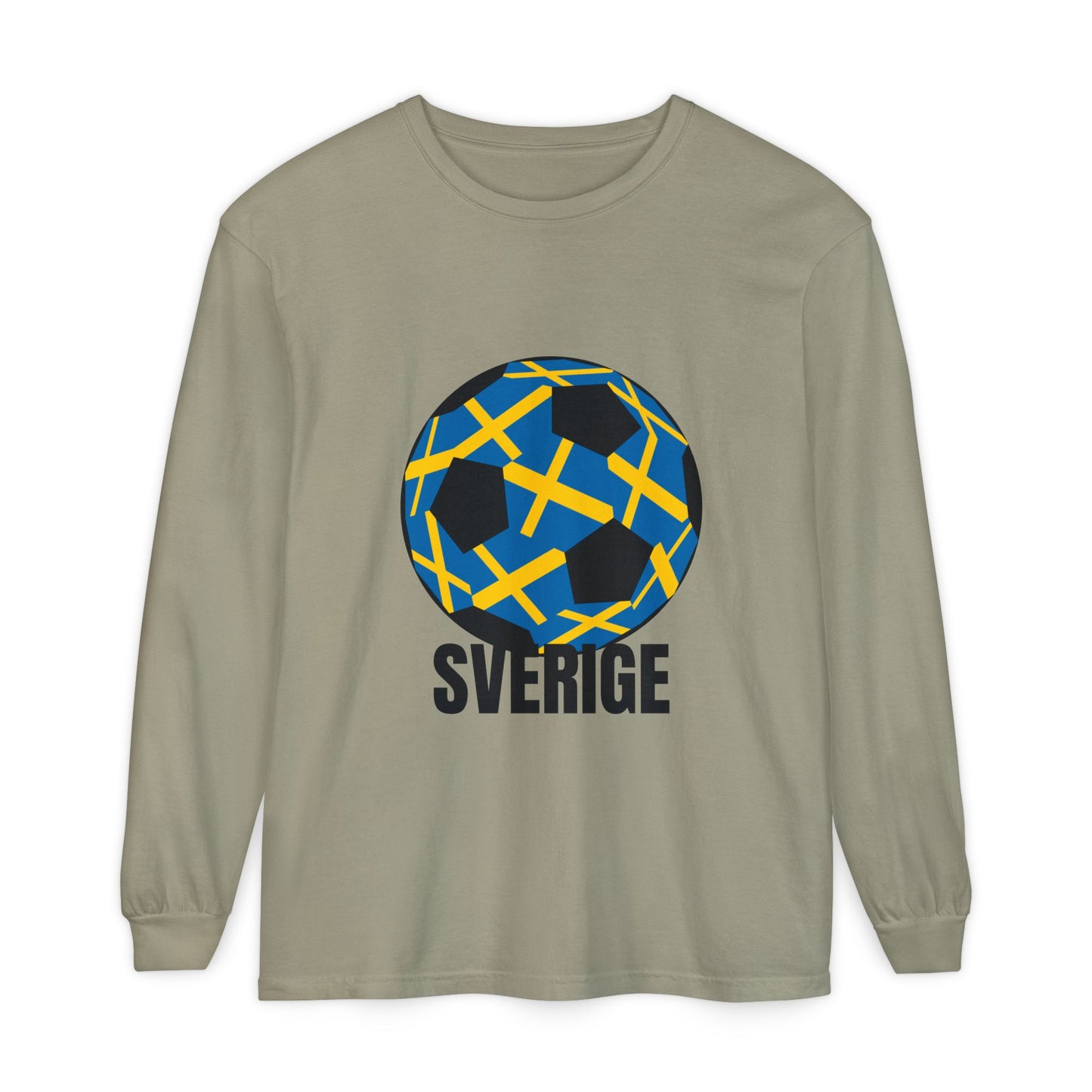 Sverige Fan Specialty Soccer Ball Design  Long Sleeve T‑Shirt Black Text