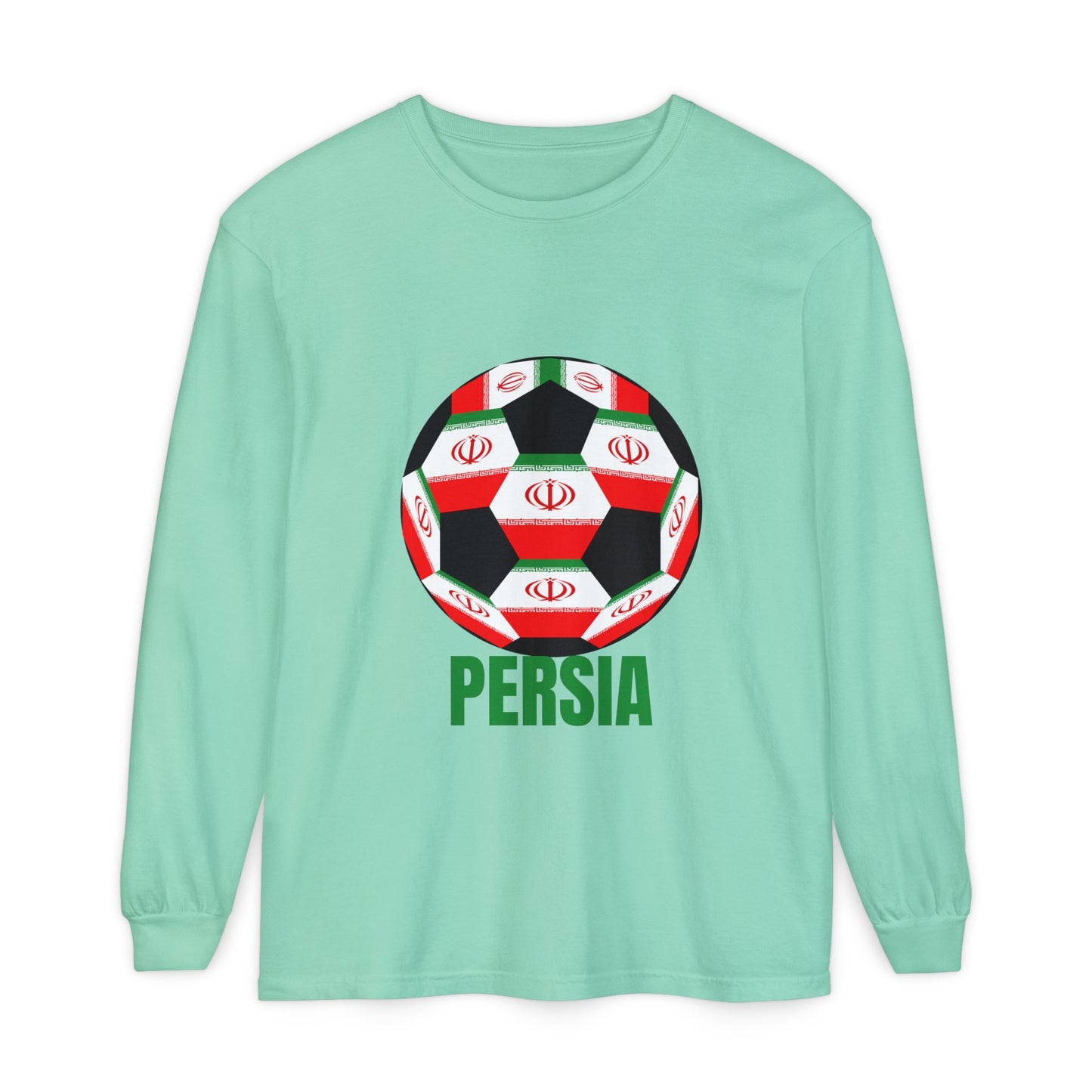 Persia Fan Specialty Soccer Ball Design Long Sleeve Tee