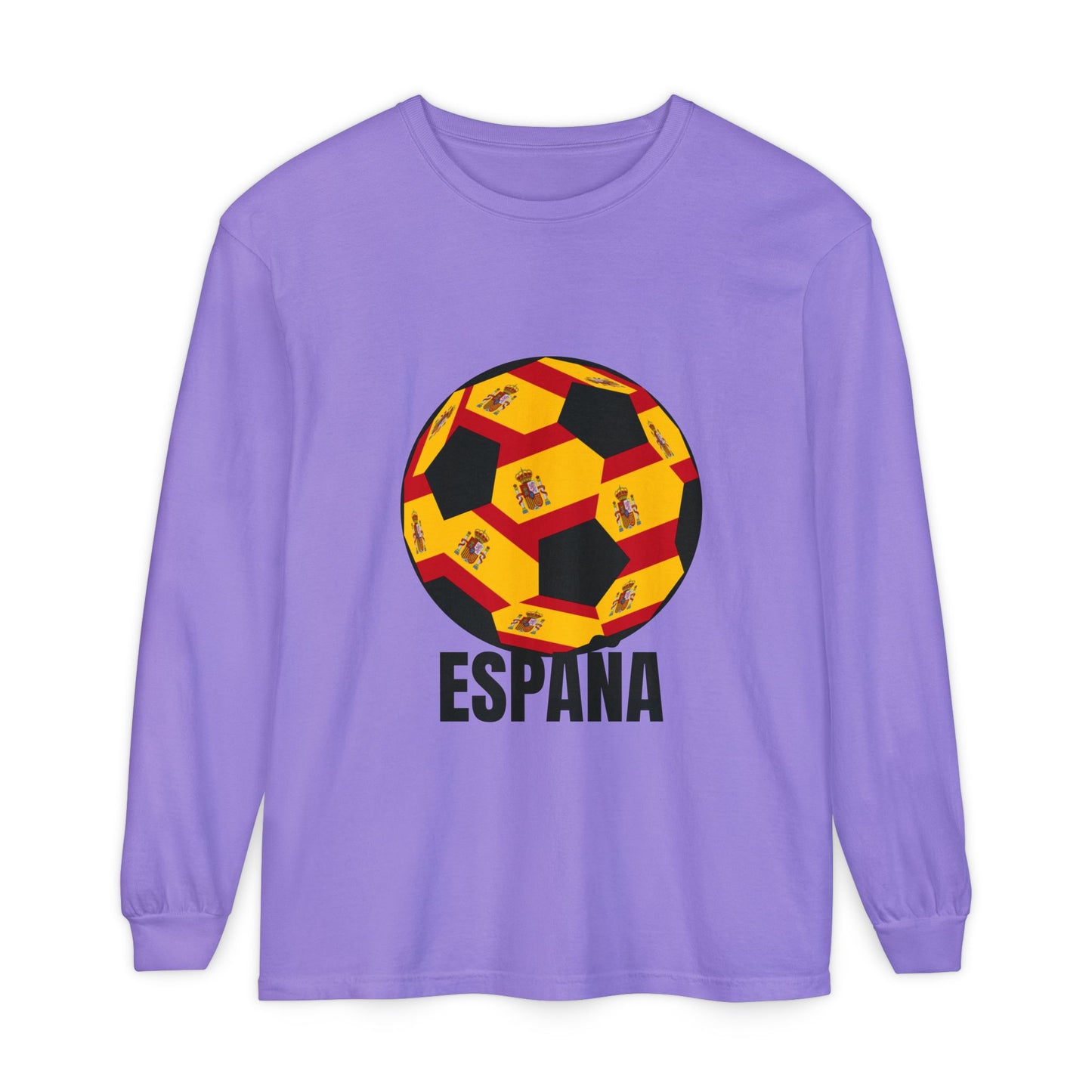 España Soccer Ball Design Long Sleeve Tee Black Text