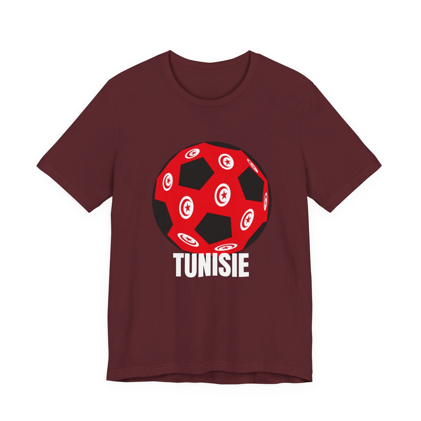 Tunisie Fan Specialty Soccer Ball Design T Shirt White Text