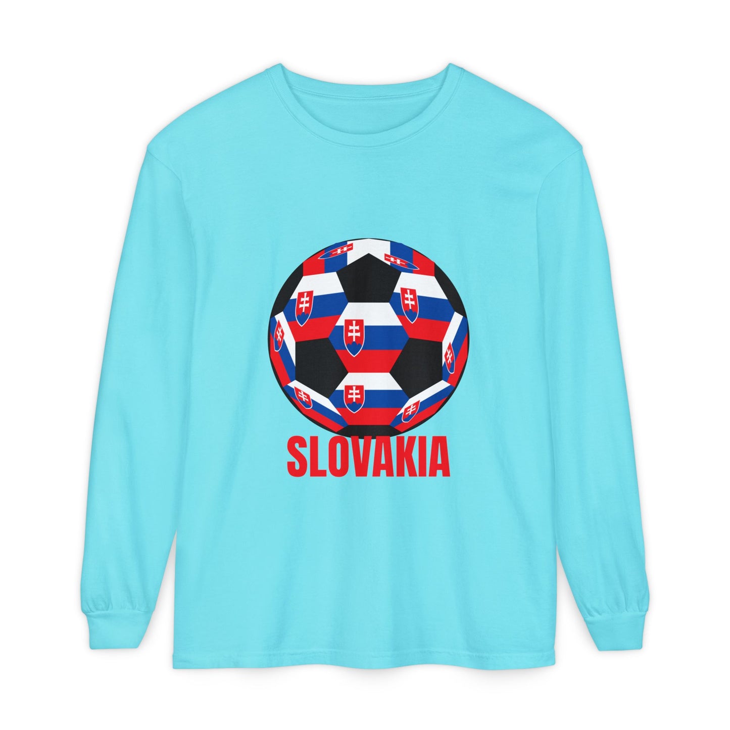 Slovakia Fan Specialty Soccer Ball Design Long Sleeve Tee