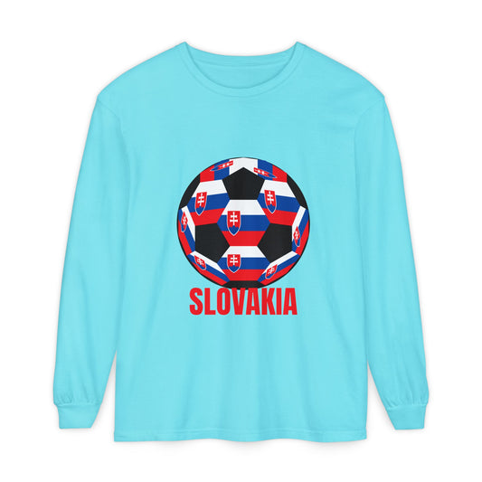 Slovakia Fan Specialty Soccer Ball Design Long Sleeve Tee