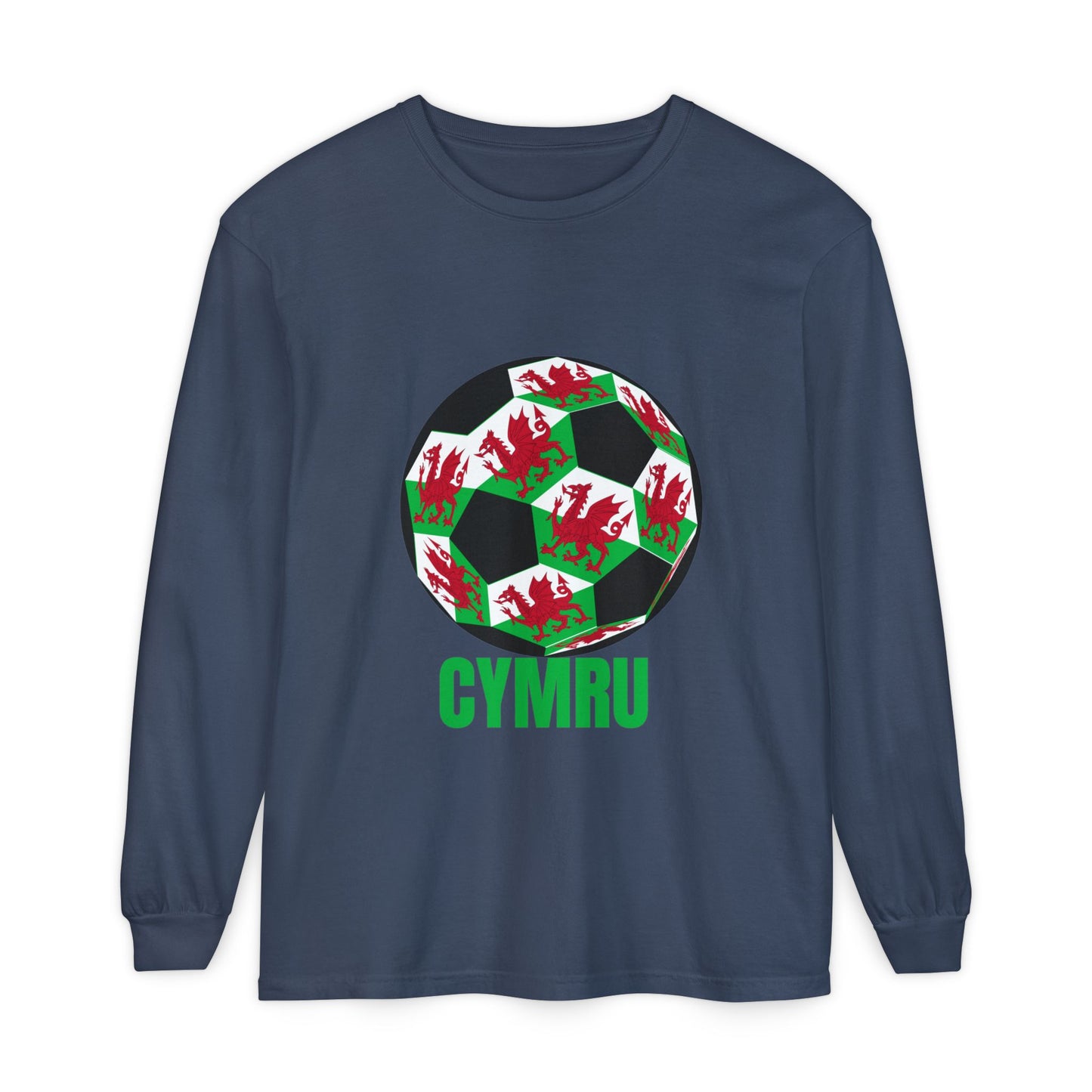 Cymru Fan Specialty Soccer Ball Design Long Sleeve Tee