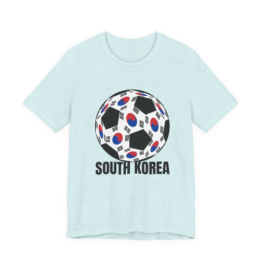 South Korea Fan Specialty Soccer Ball Design T Shirt Black Text