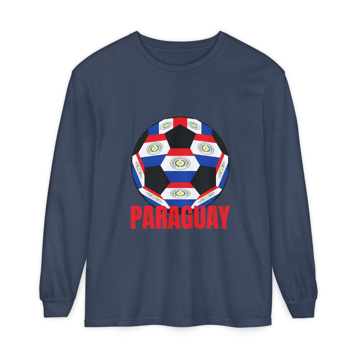 Paraguay Fan Specialty Soccer Ball Design Long Sleeve Tee