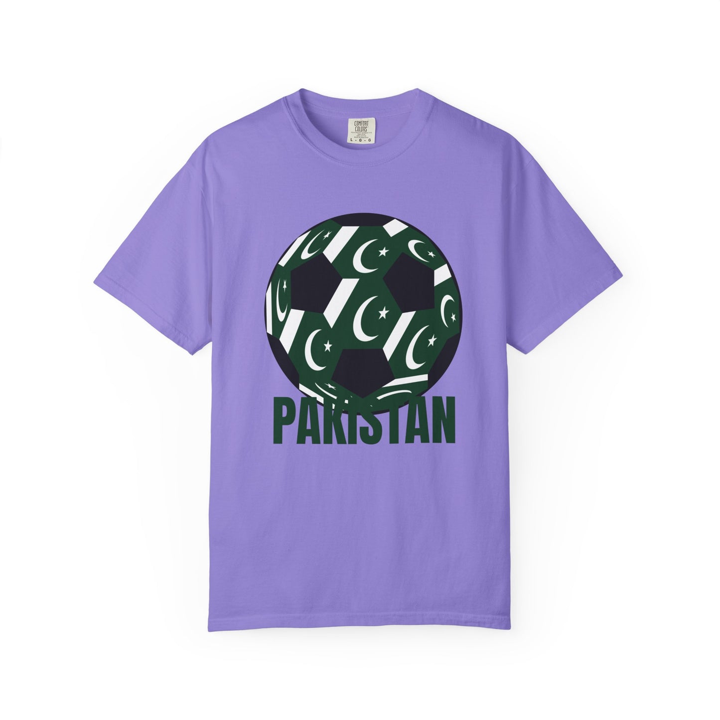 Pakistan Fan Specialty Soccer Ball Design T Shirt Green Text