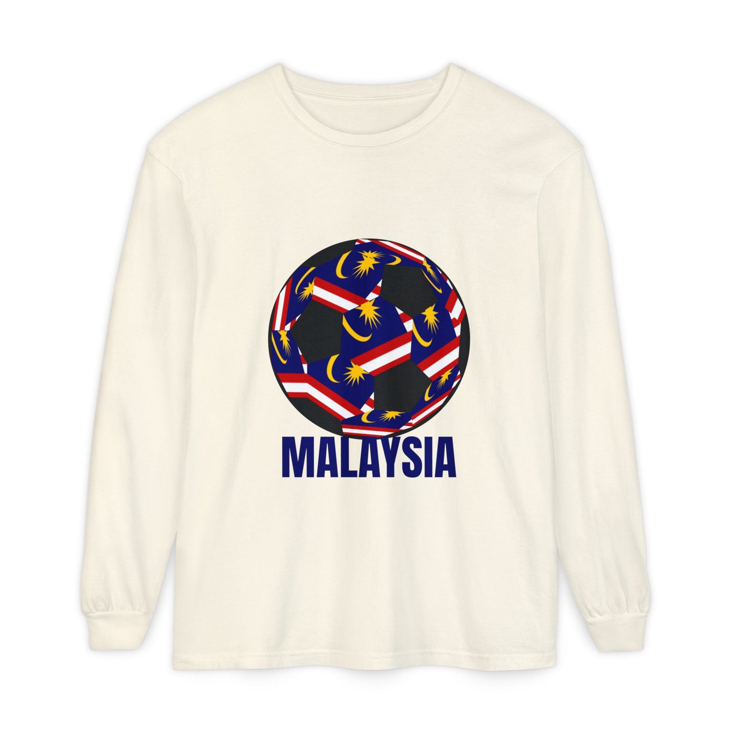 Malaysia Fan Specialty Soccer Ball Design Long Sleeve Tee