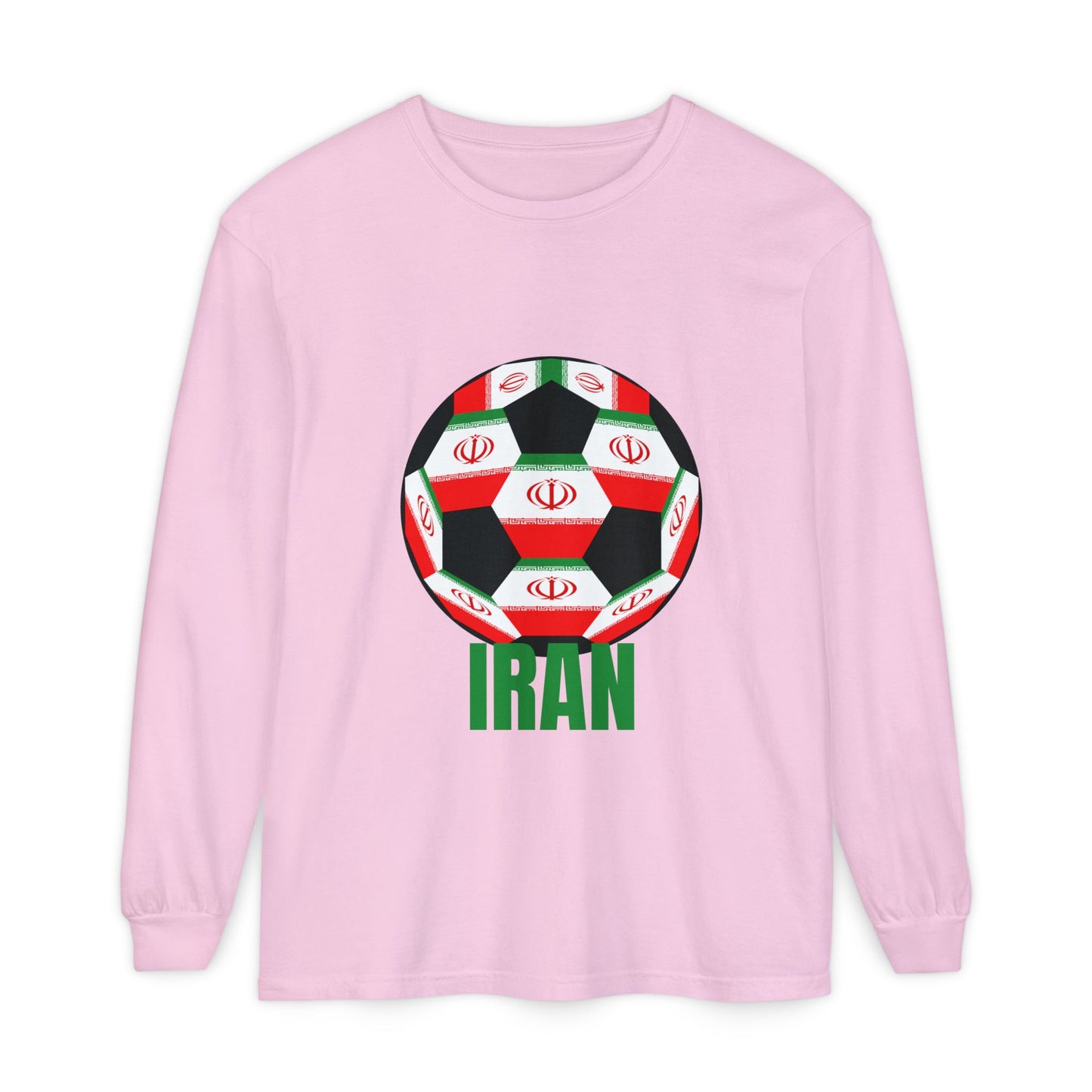 Iran Fan Specialty Soccer Ball Design Long Sleeve Tee