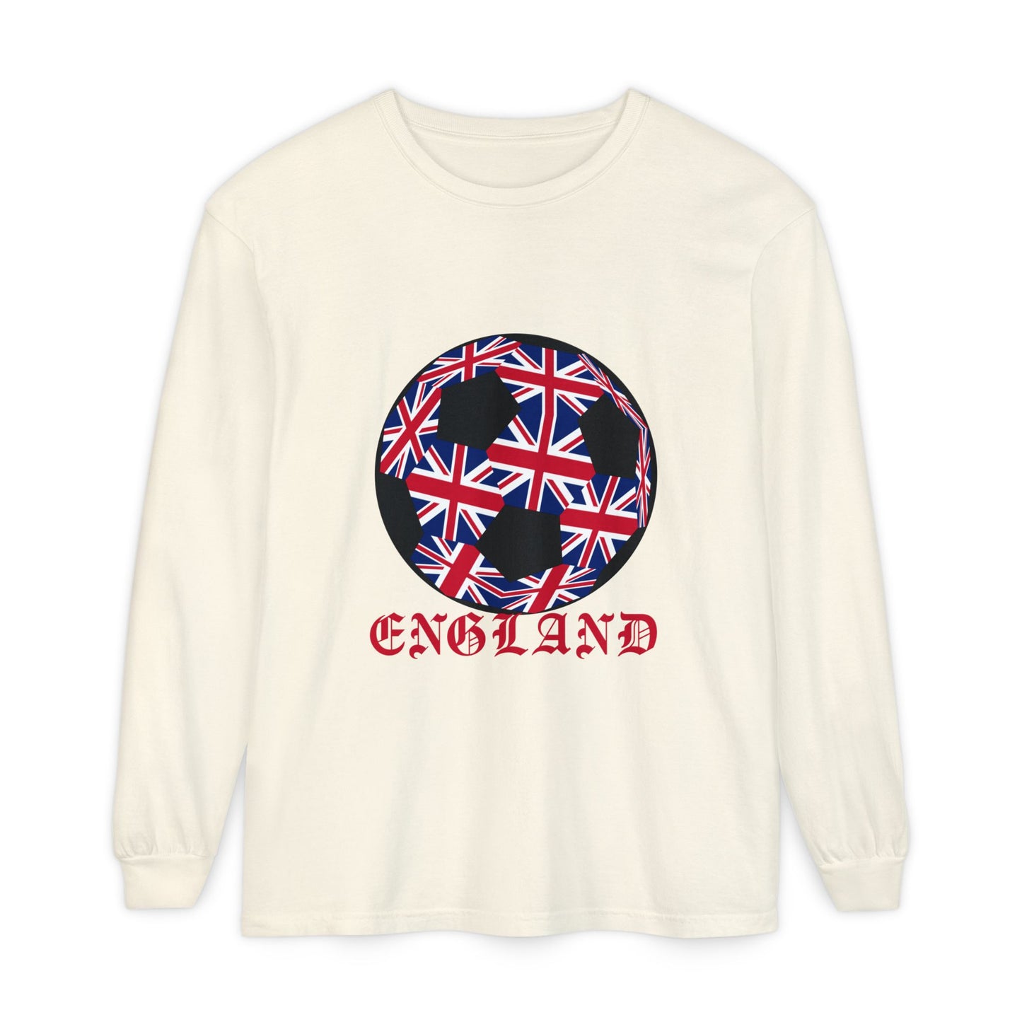 Old English Style Specialty Soccer Ball Design Long Sleeve Tee