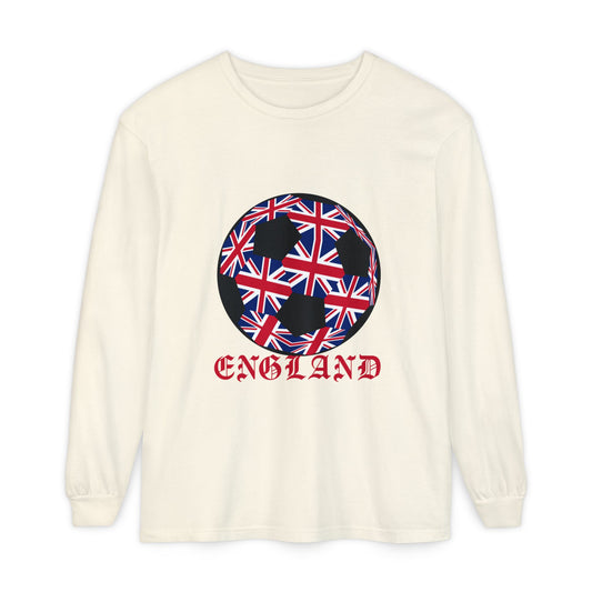 Old English Style Specialty Soccer Ball Design Long Sleeve Tee