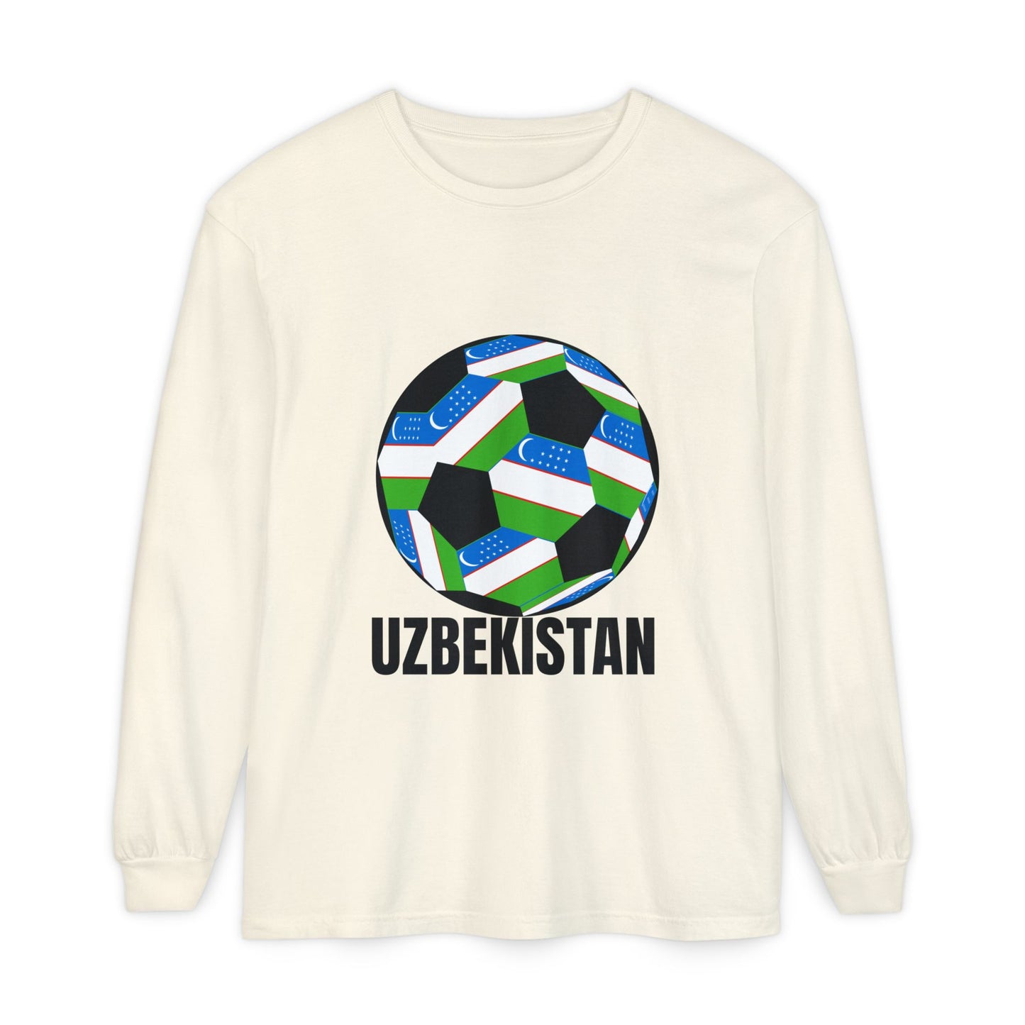 Uzbekistan Fan Specialty Soccer Ball Design Long Sleeve Tee