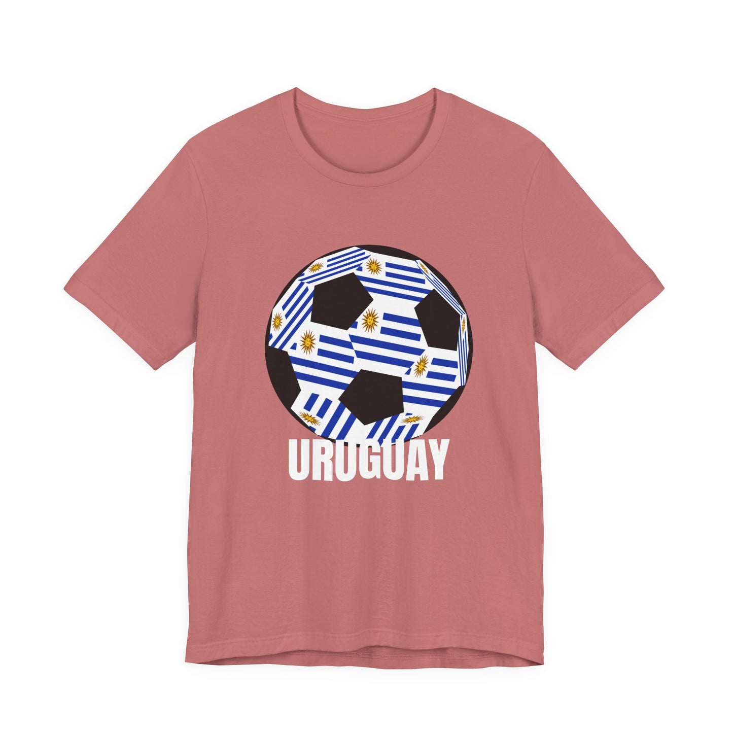 Uruguay Fan Specialty Soccer Ball Design T Shirt White Text