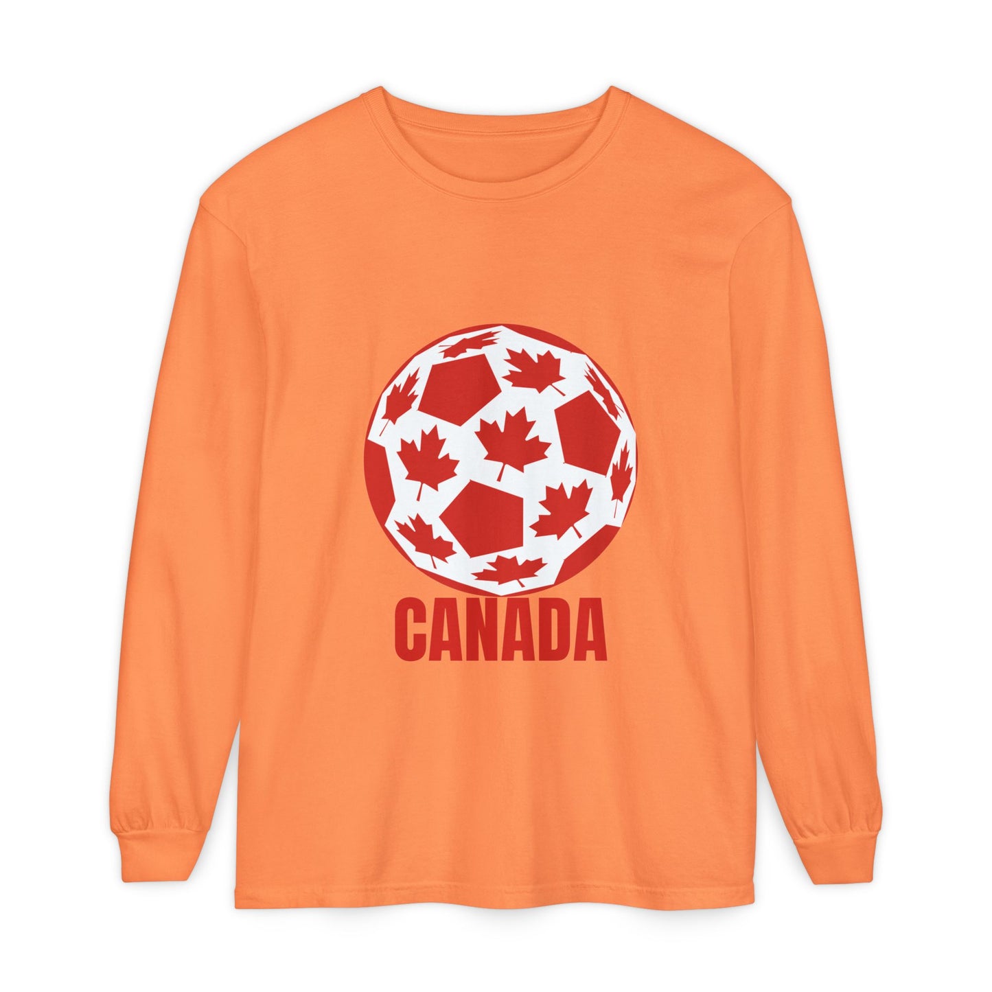 Canada Fan Specialty Soccer Ball Design Long Sleeve T Shirt