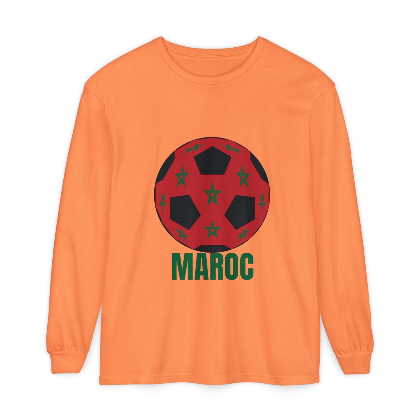 Morocco Maroc Fan Specialty Soccer Ball Design T Shirt Long Sleeve Green Print