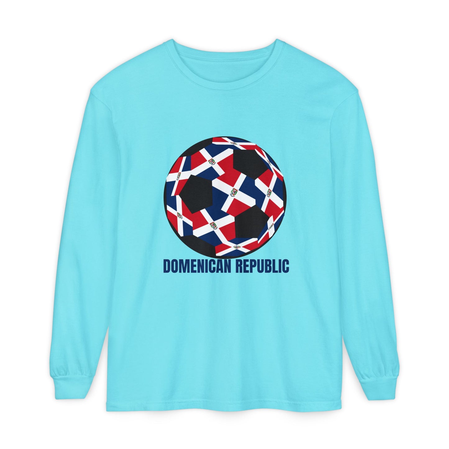 Domenican Republic Fan Specialty Soccer Ball Design Long Sleeve Tee