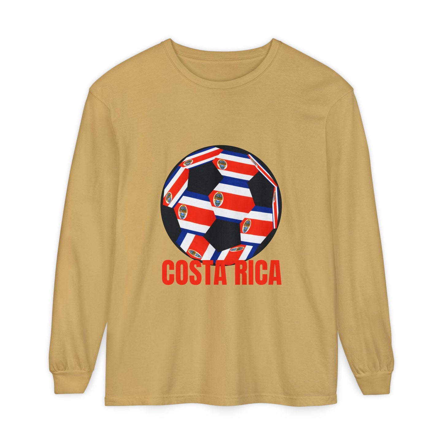 Costa Rica Fan Specialty Soccer Ball Design Long Sleeve Tee