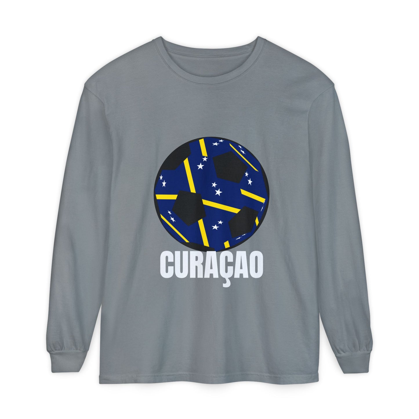 Curacao Fan Specialty Soccer Ball Design Long Sleeve Tee
