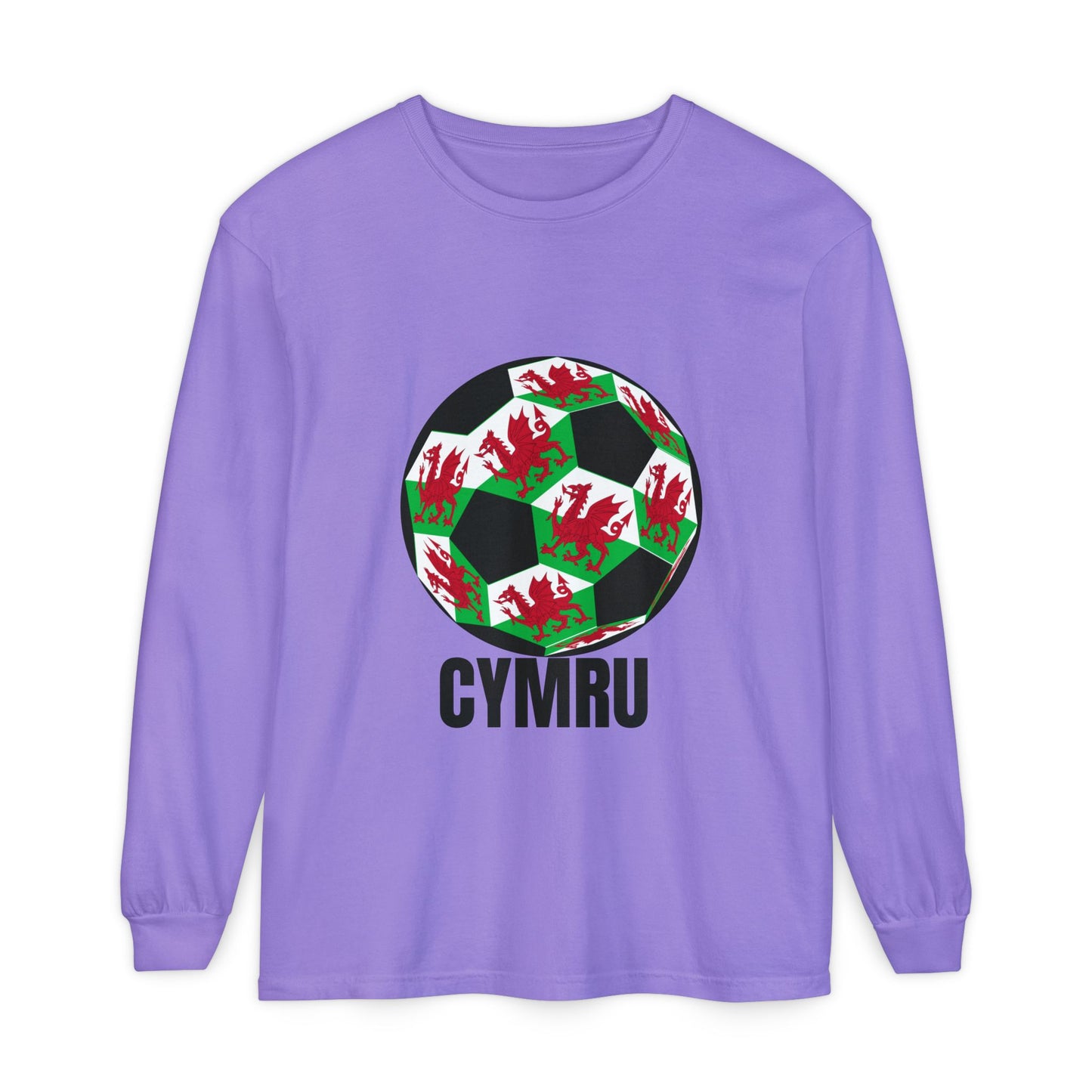 Cymru Fan Specialty Soccer Ball Design Long Sleeve Tee